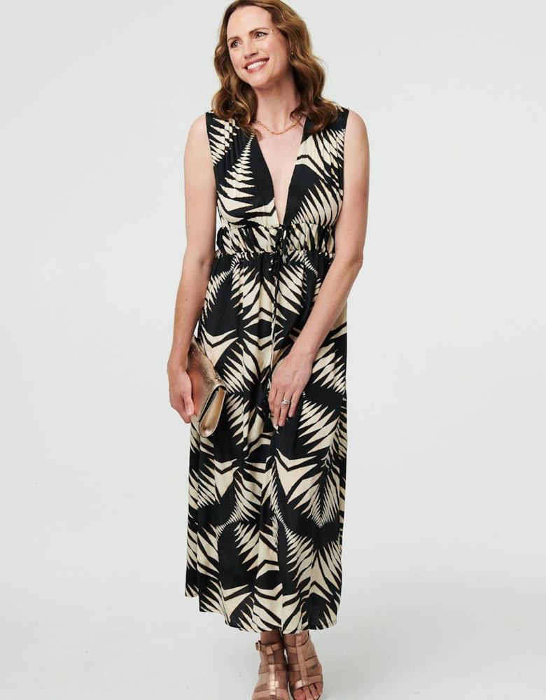 Geo Print Sleeveless Maxi Dress