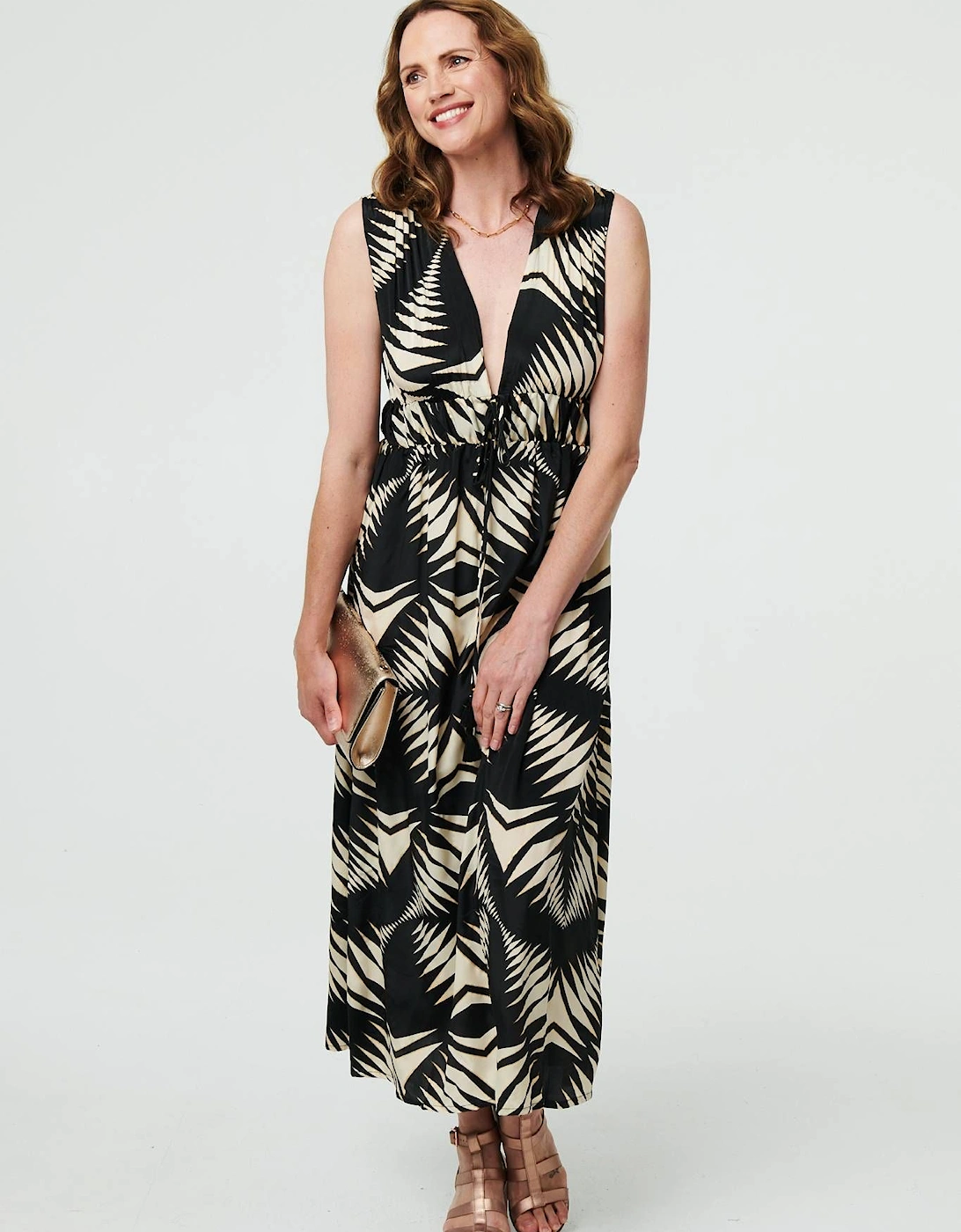 Geo Print Sleeveless Maxi Dress, 2 of 1