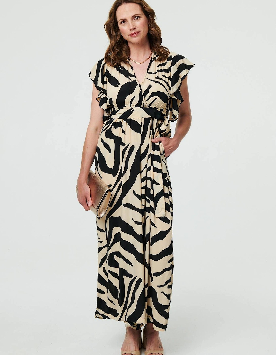 Zebra Print Frilled Cap Sleeve Jumpsuit, 2 of 1