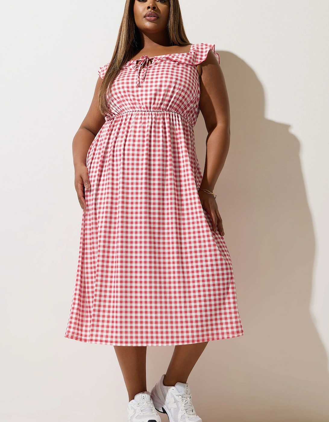 Gingham Bardot Frill Midaxi Dress, 2 of 1