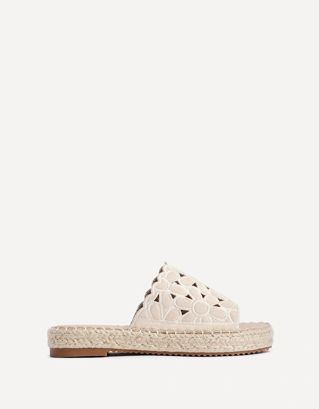 Parade Beige Faux Suede Floral Espadrille Flatform Slider, 2 of 1