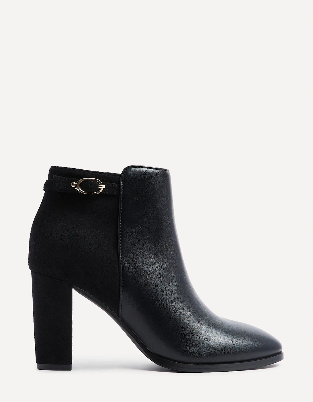 Christi Black Faux Leather & Suede Heeled Ankle Boot, 2 of 1