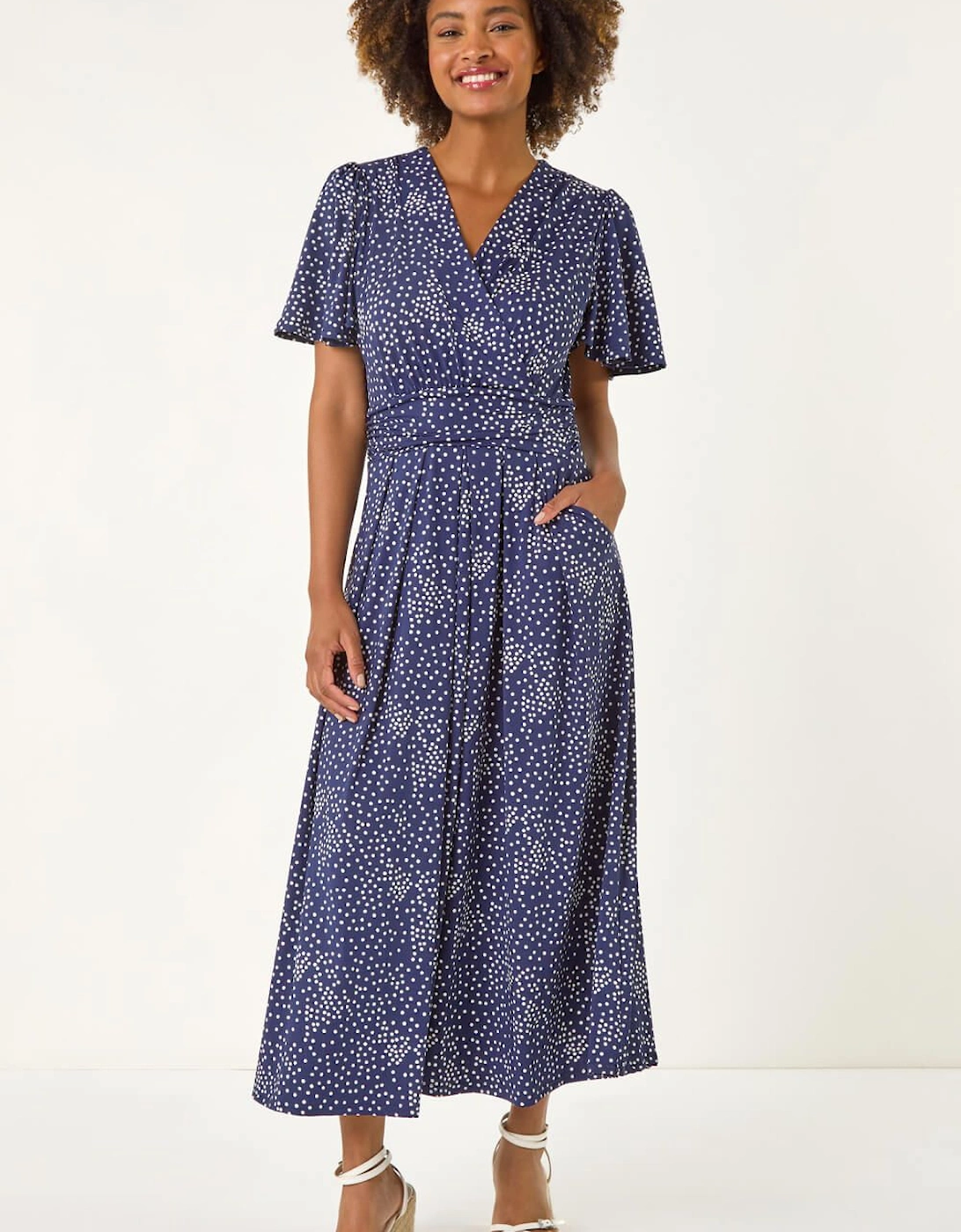 Spot Print Wrap Midi Dress, 2 of 1