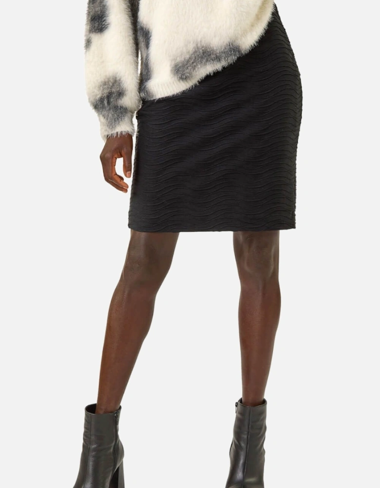 Wave Textured Stretch Pencil Skirt