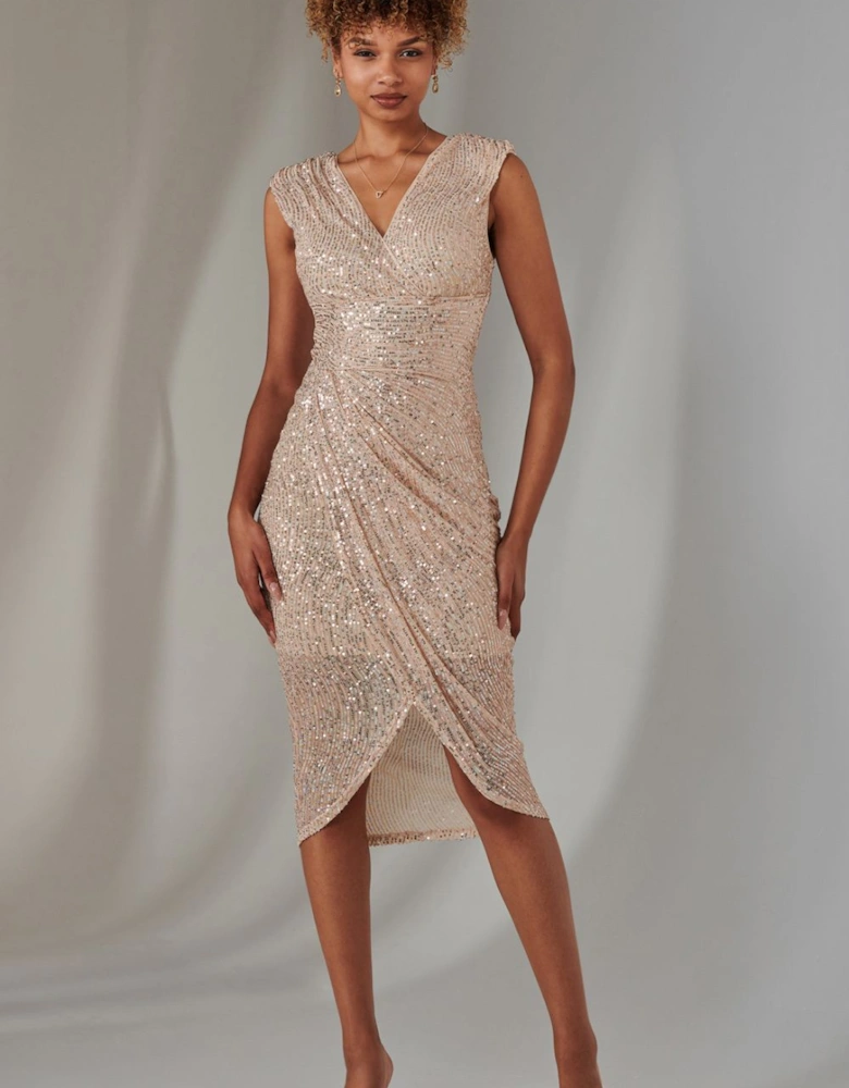 Aisla Ruched Sequin Bodycon Dress