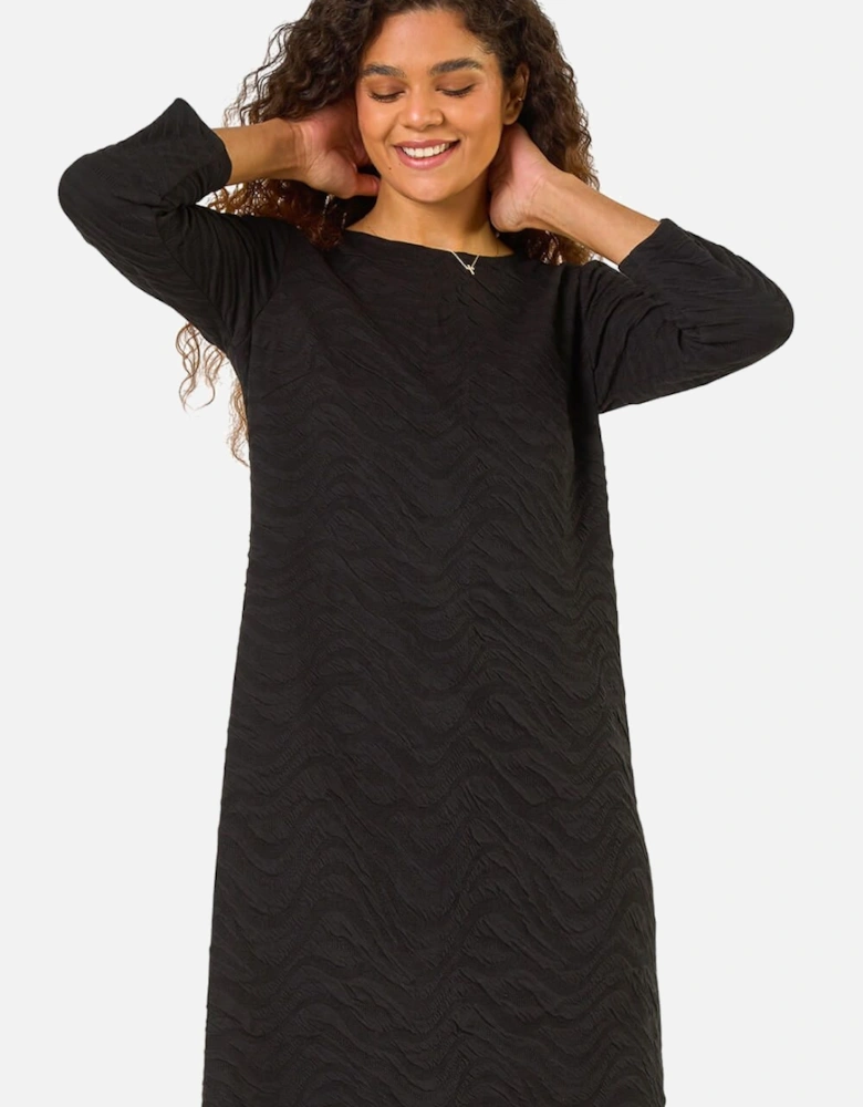 Wave Textured Stretch A-Line Dress