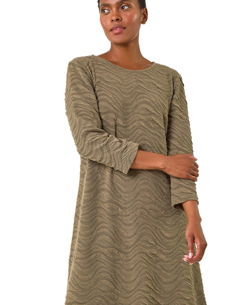 Wave Textured Stretch A-Line Dress