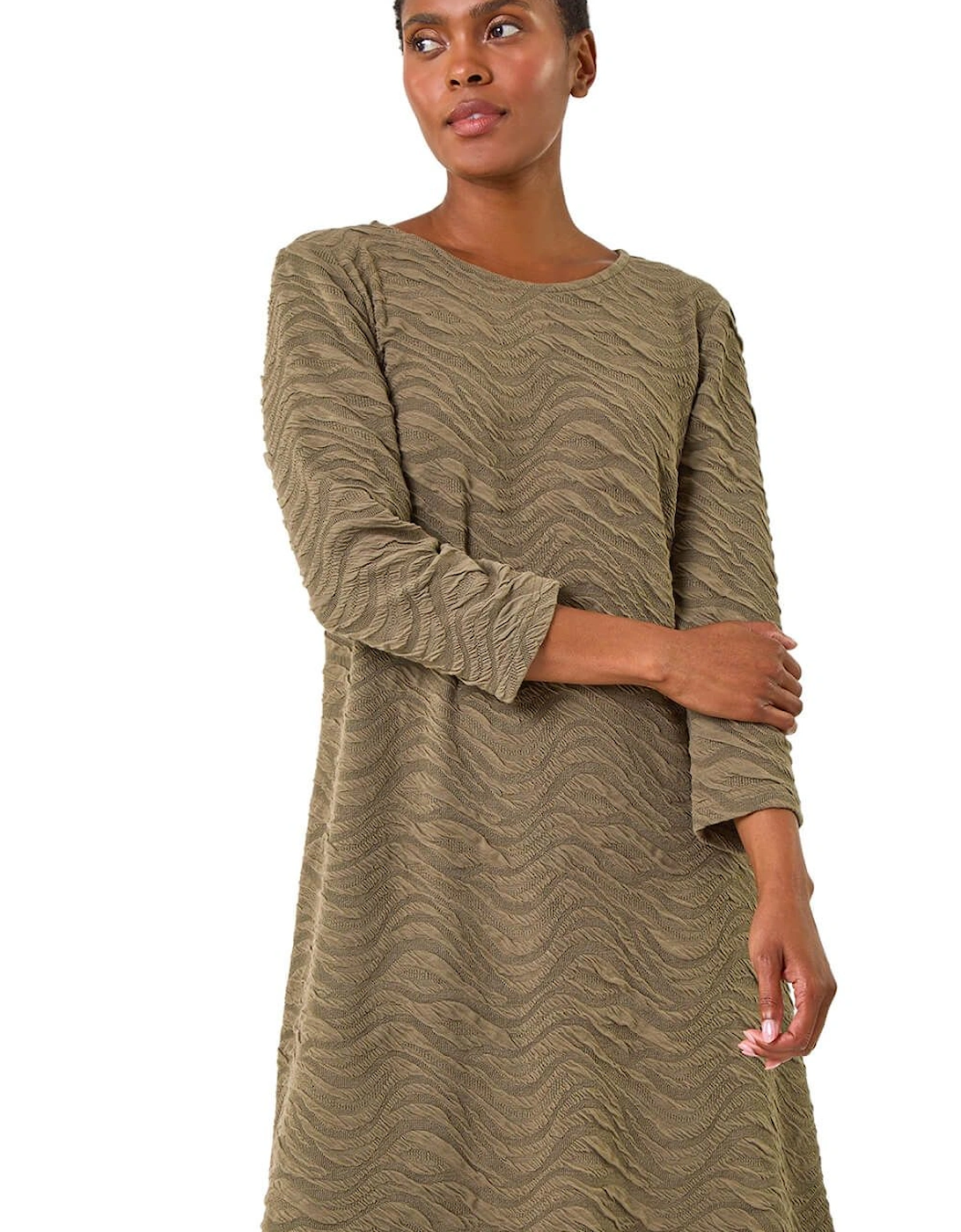 Wave Textured Stretch A-Line Dress, 2 of 1