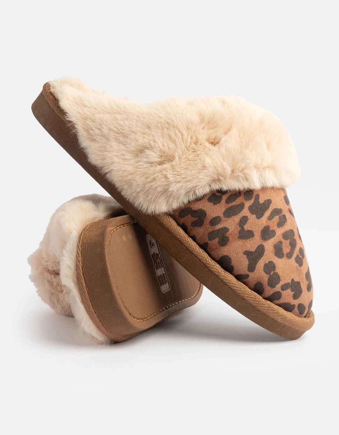 Jo & Joe SCARLETT Womens Faux Fur Mule Slippers Leopard Print