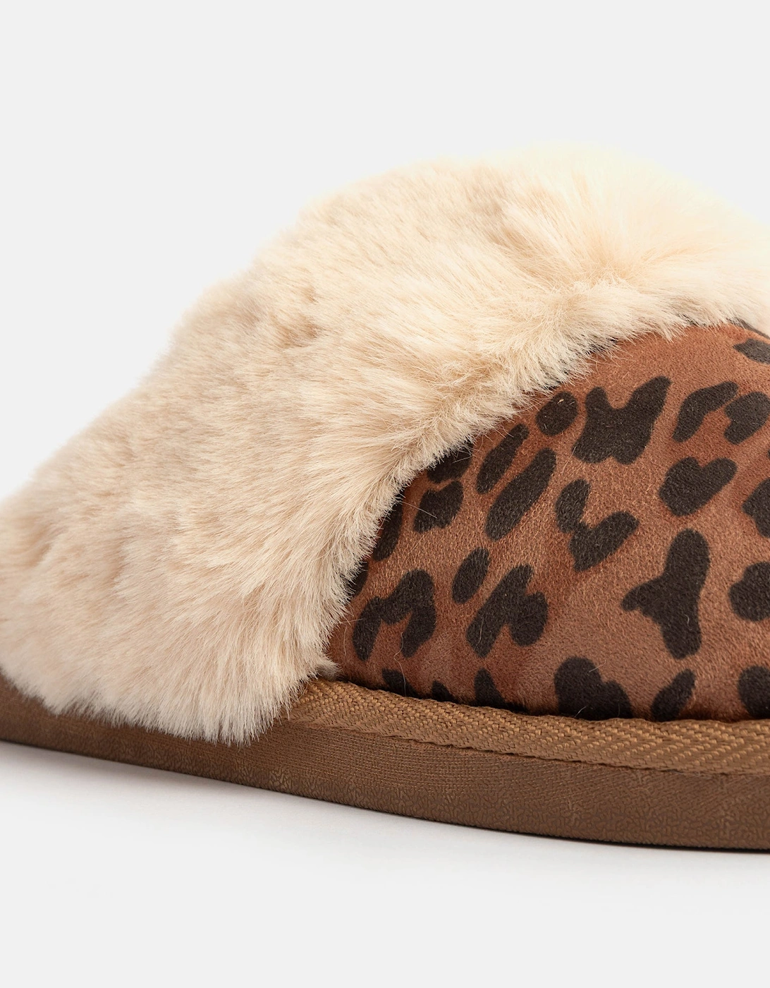 Jo & Joe SCARLETT Womens Faux Fur Mule Slippers Leopard Print