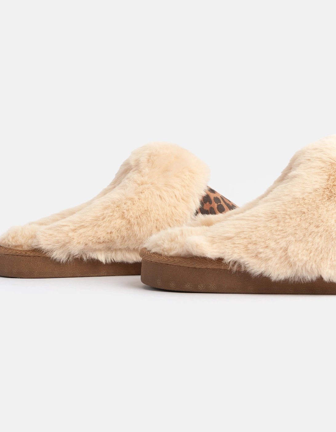 Jo & Joe SCARLETT Womens Faux Fur Mule Slippers Leopard Print