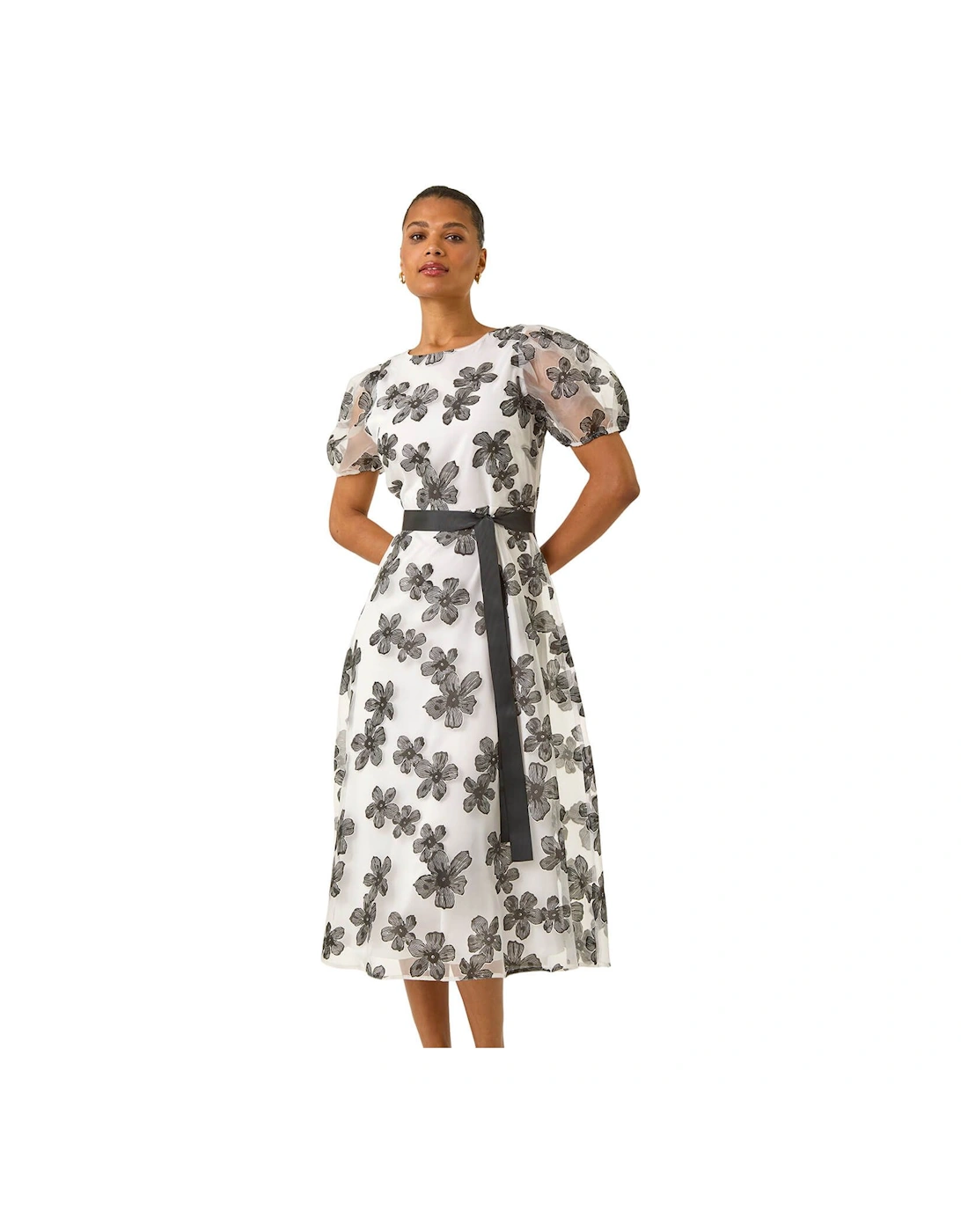 Floral Organza Belted Dress, 2 of 1