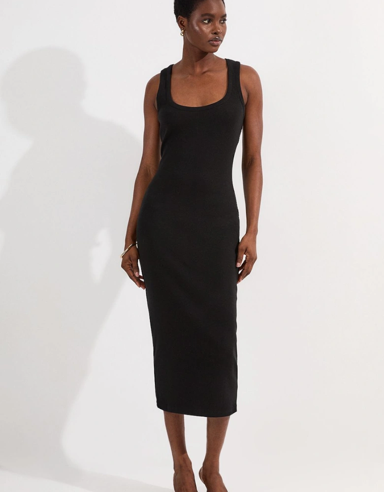 Petite Compact Jersey Rib Racer Maxi Dress