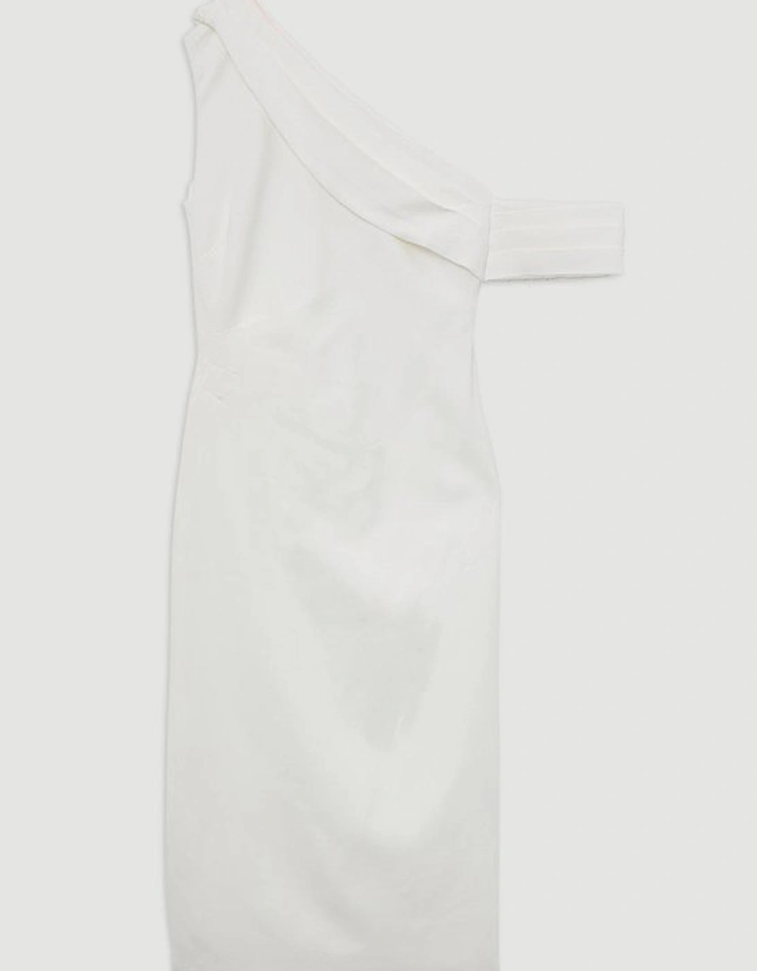 Compact Stretch Viscose Asymmetric Tailored Pencil Midi Dress