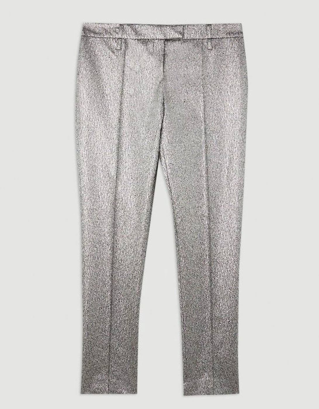 Metallic Jacquard Slim Leg Tailored Trousers