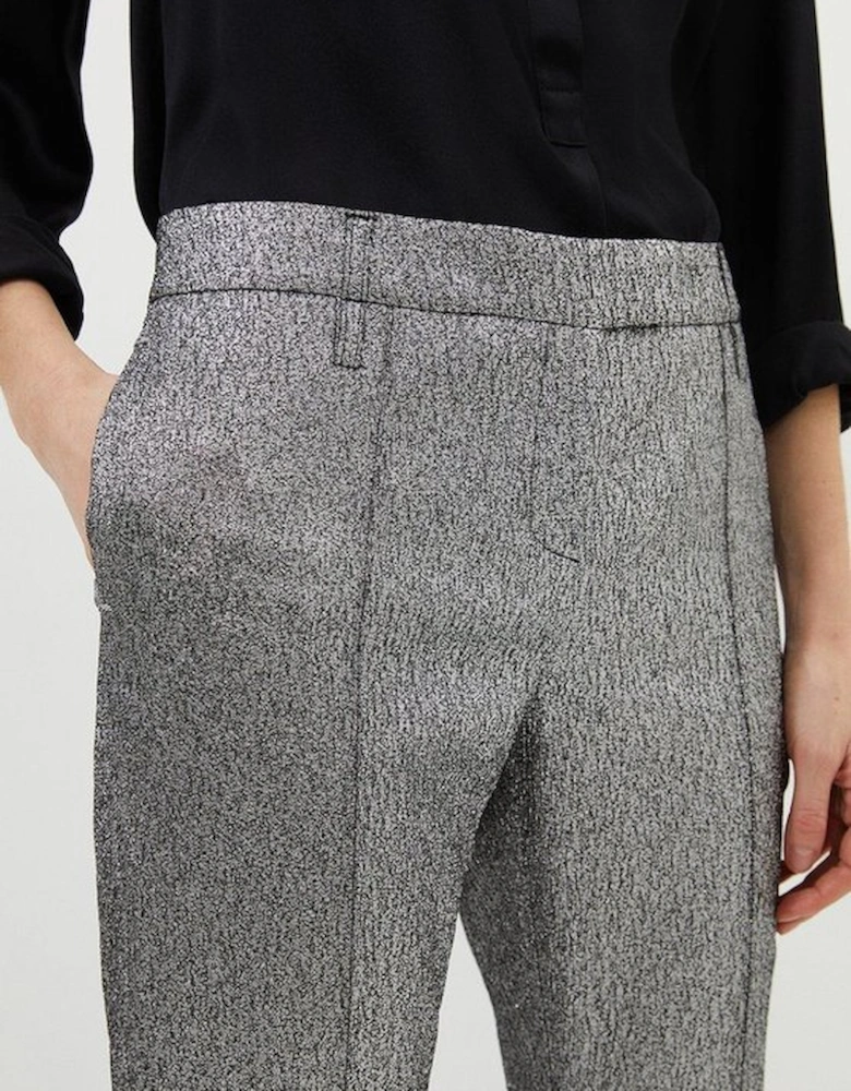 Metallic Jacquard Slim Leg Tailored Trousers