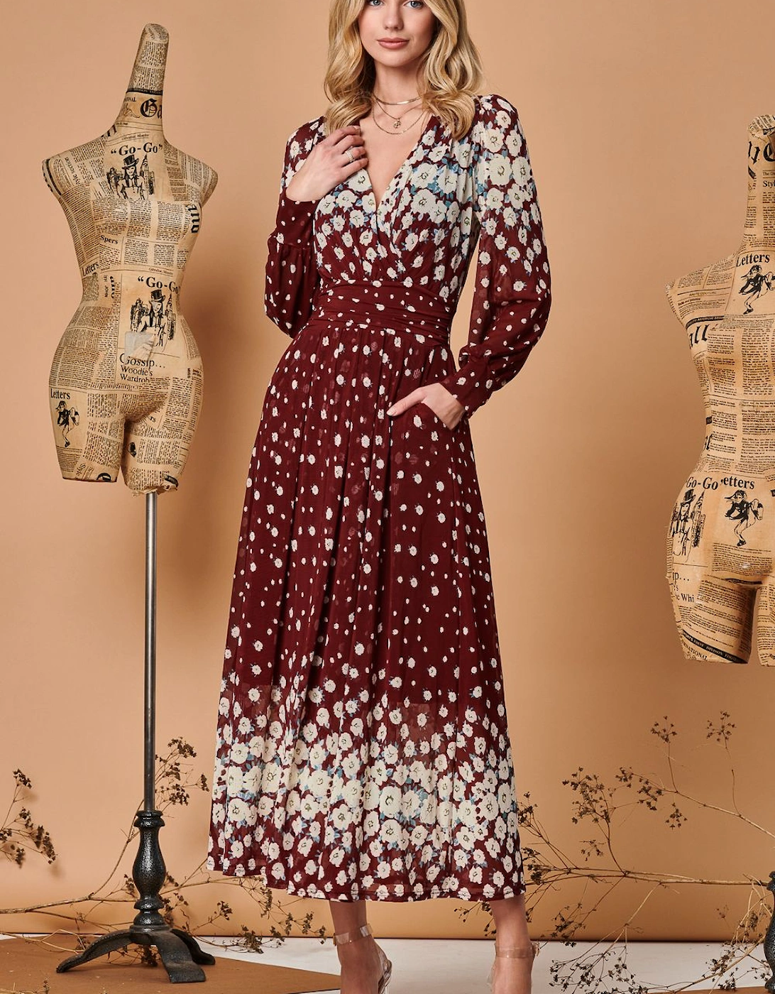 Symmetrical Print Mesh Maxi Dress, 2 of 1