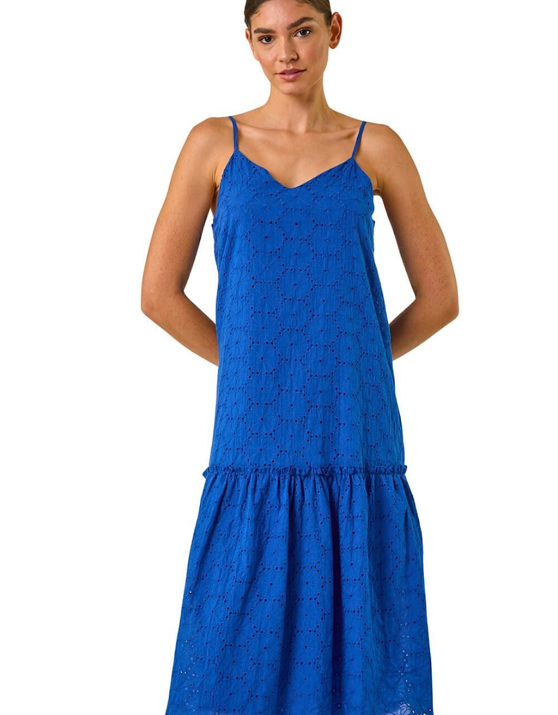 Broderie Frill Tiered Midi Dress, 2 of 1