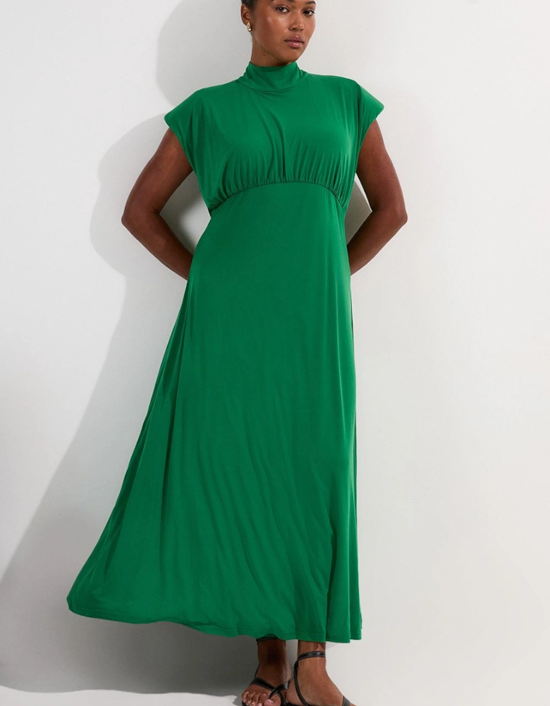 Plus Size Drapey Crepe Jersey Corset Detail Maxi Dress