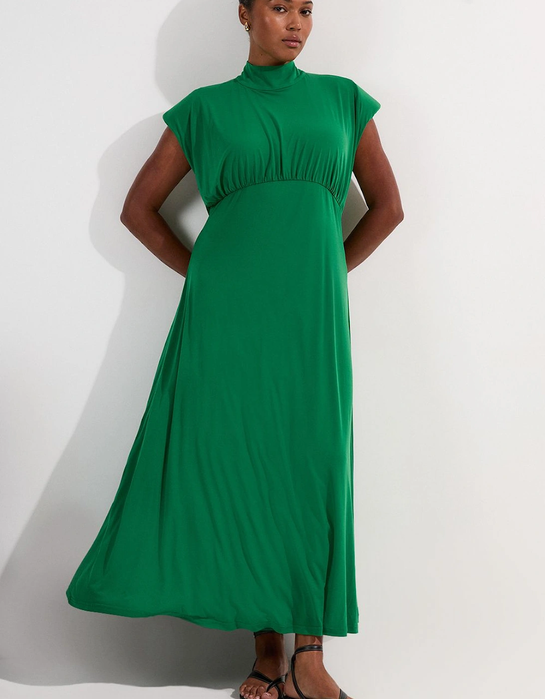 Plus Size Drapey Crepe Jersey Corset Detail Maxi Dress, 2 of 1