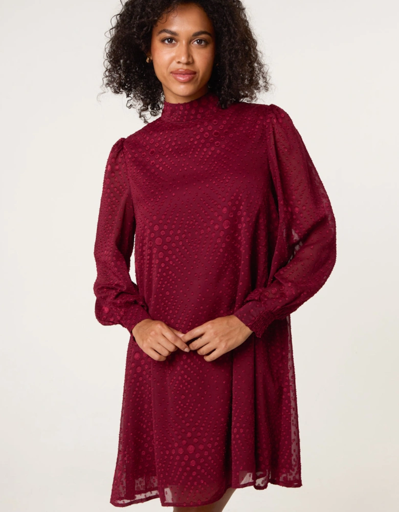 Red High Neck Shift Dress