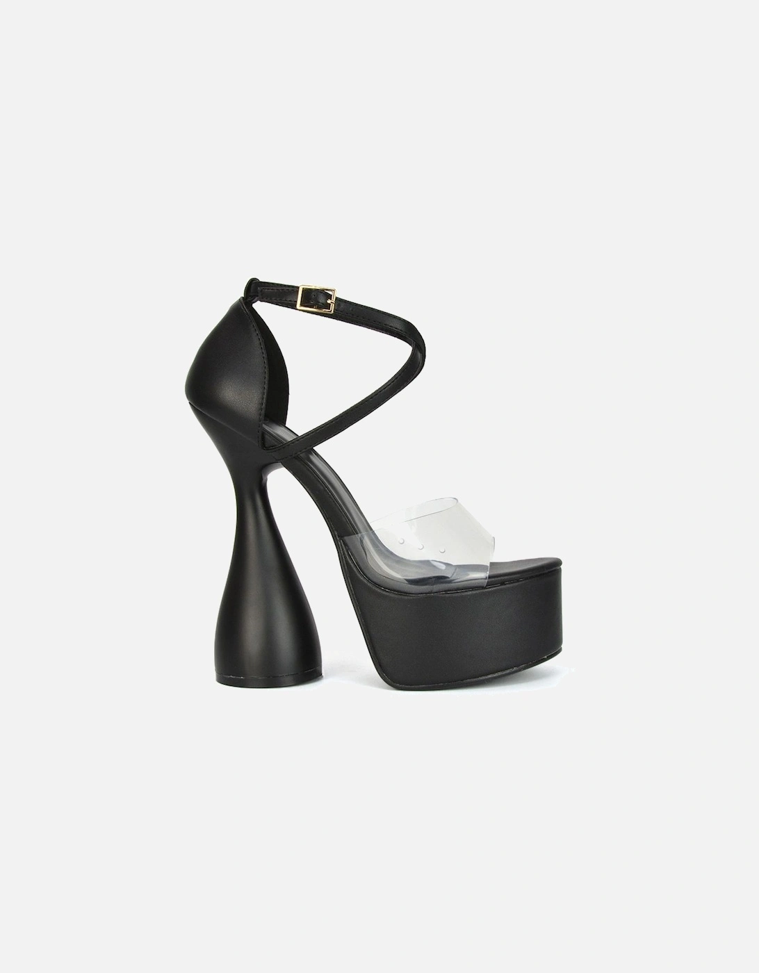 'Sonia' Strappy Perspex Sculptured Cyclinder High Heel Platform Sandals, 2 of 1