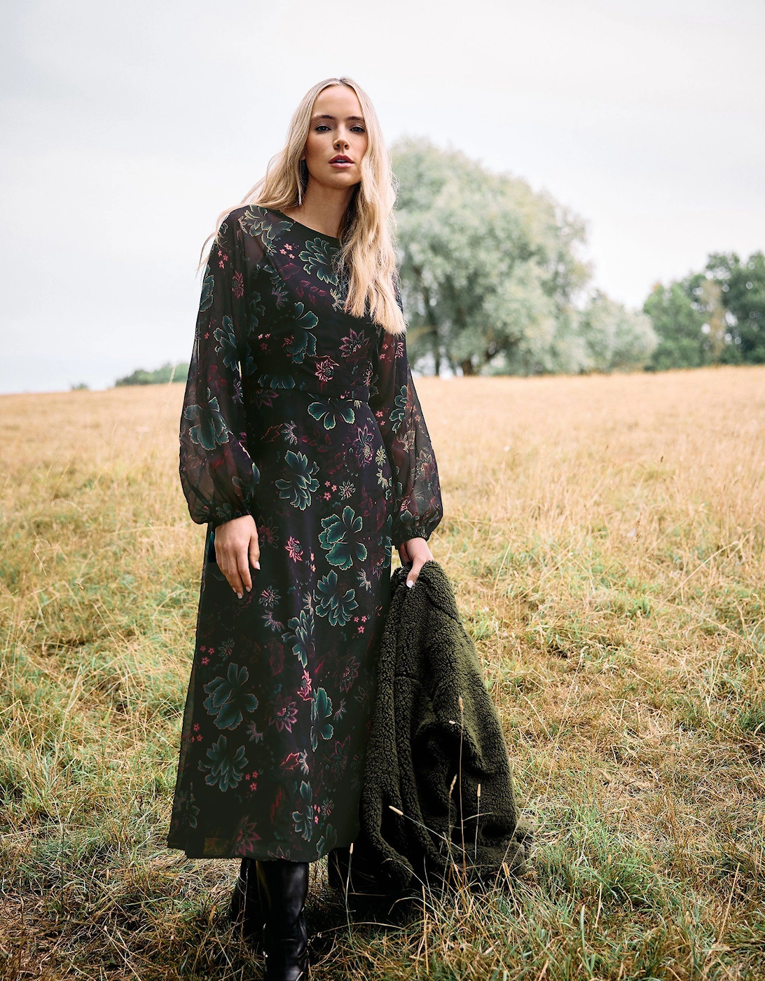 Tall Chiffon Floral Dress, 2 of 1