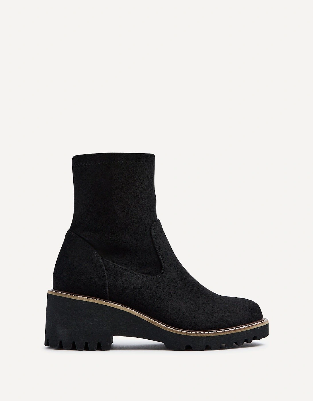 Trish Black Faux Suede Wedged Heel Ankle Boot, 2 of 1