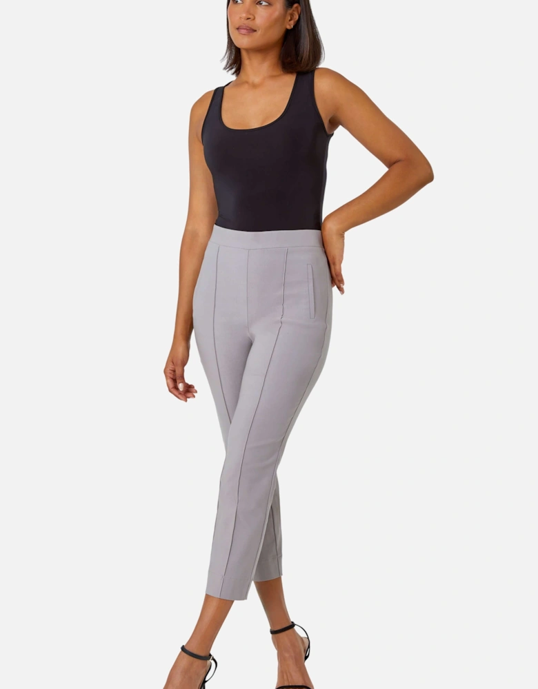 Seam Detail Elastic Waist Cropped Trousers