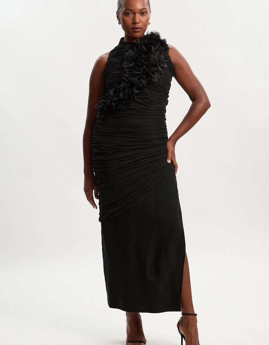 Plus Size Gathered Fabric Bandage Knitted Maxi Dress, 2 of 1