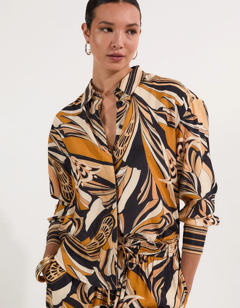 Beach Border Print Spun Viscose Shirt