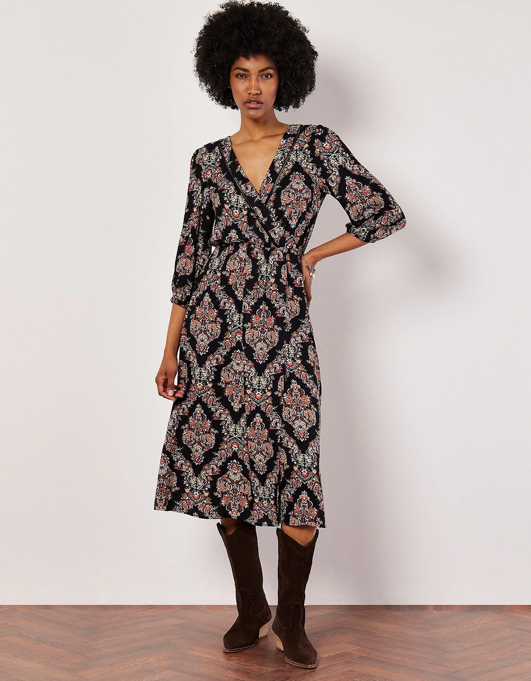 Ornate Paisley Wrap Midi Dress, 2 of 1