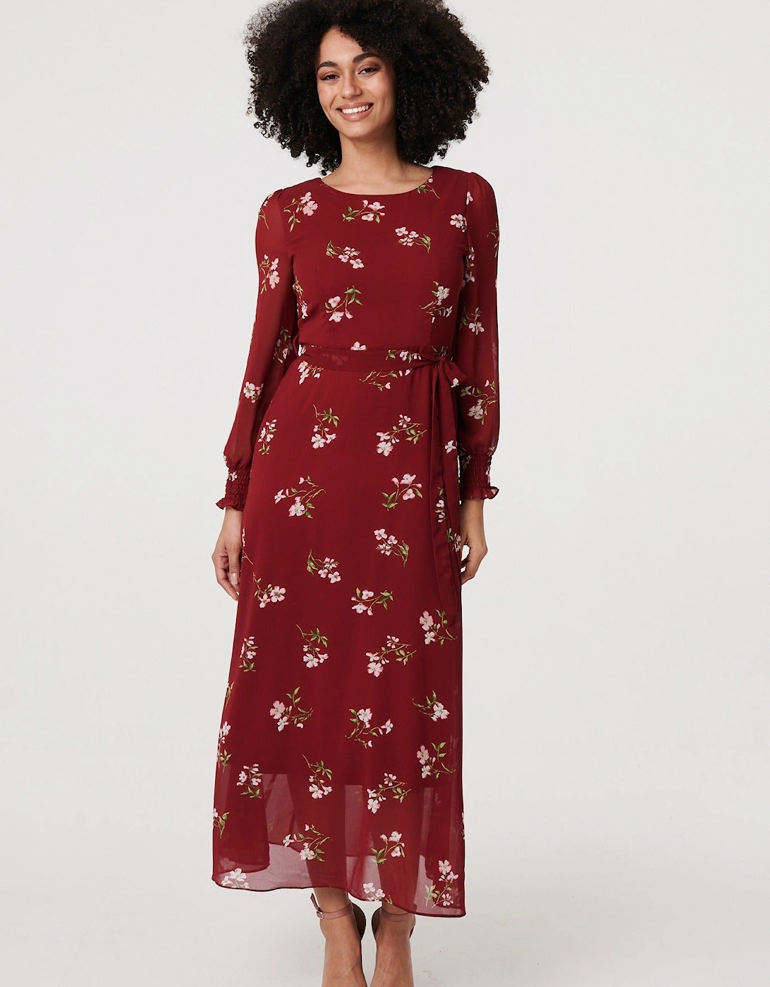 Floral Sheer Layer Tie Waist Maxi Dress, 2 of 1
