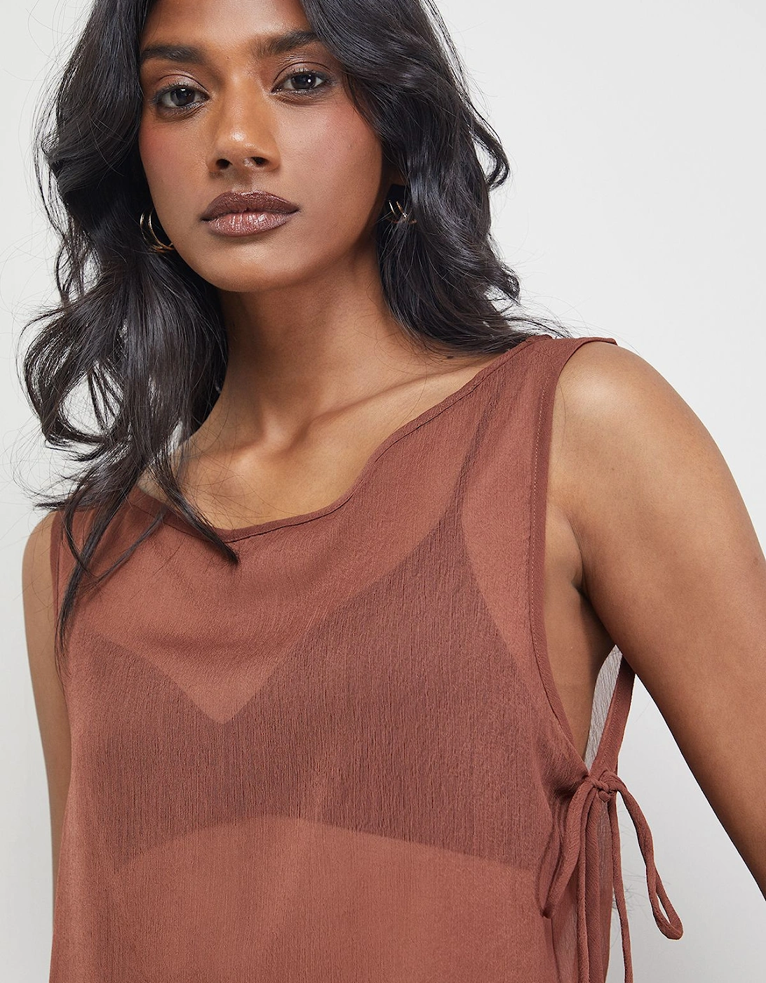 Chiffon Tie Side Asymmetric Top, 2 of 1