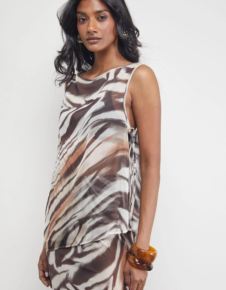 Chiffon Tie Side Asymmetric Top
