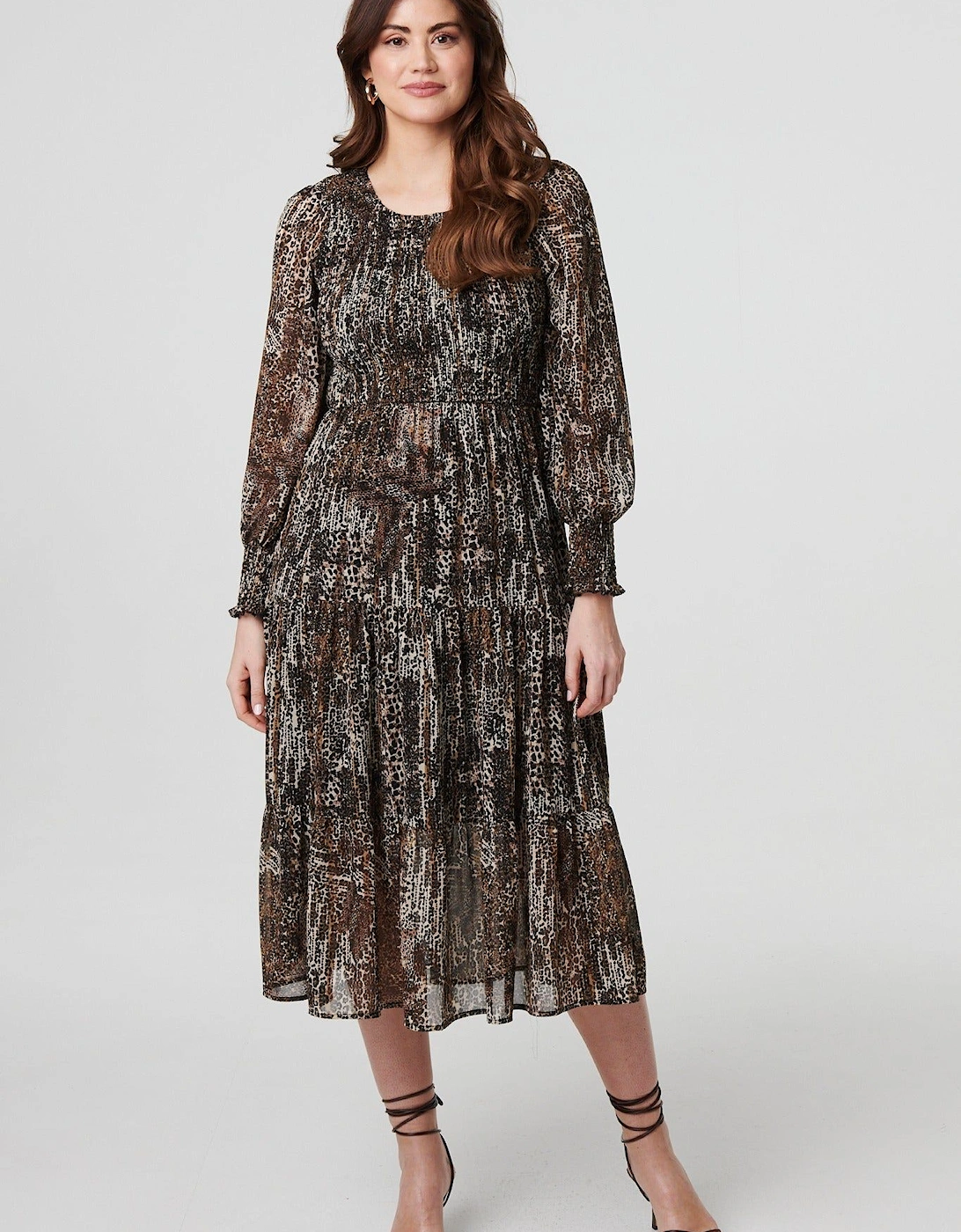Animal Print Long Puff Sleeve Maxi Dress, 2 of 1