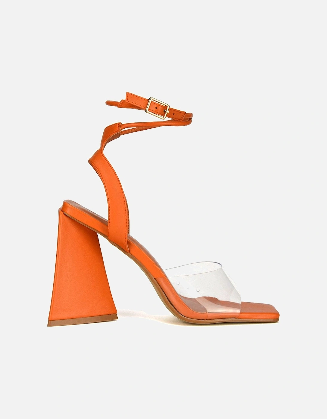 'Dahlia' Lace Up Ankle Strappy Perspex Square Toe Chunky Block High Heels, 2 of 1