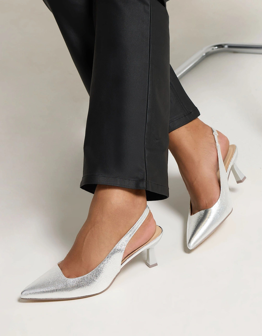 Faux Leather Slingback Kitten Heels, 2 of 1