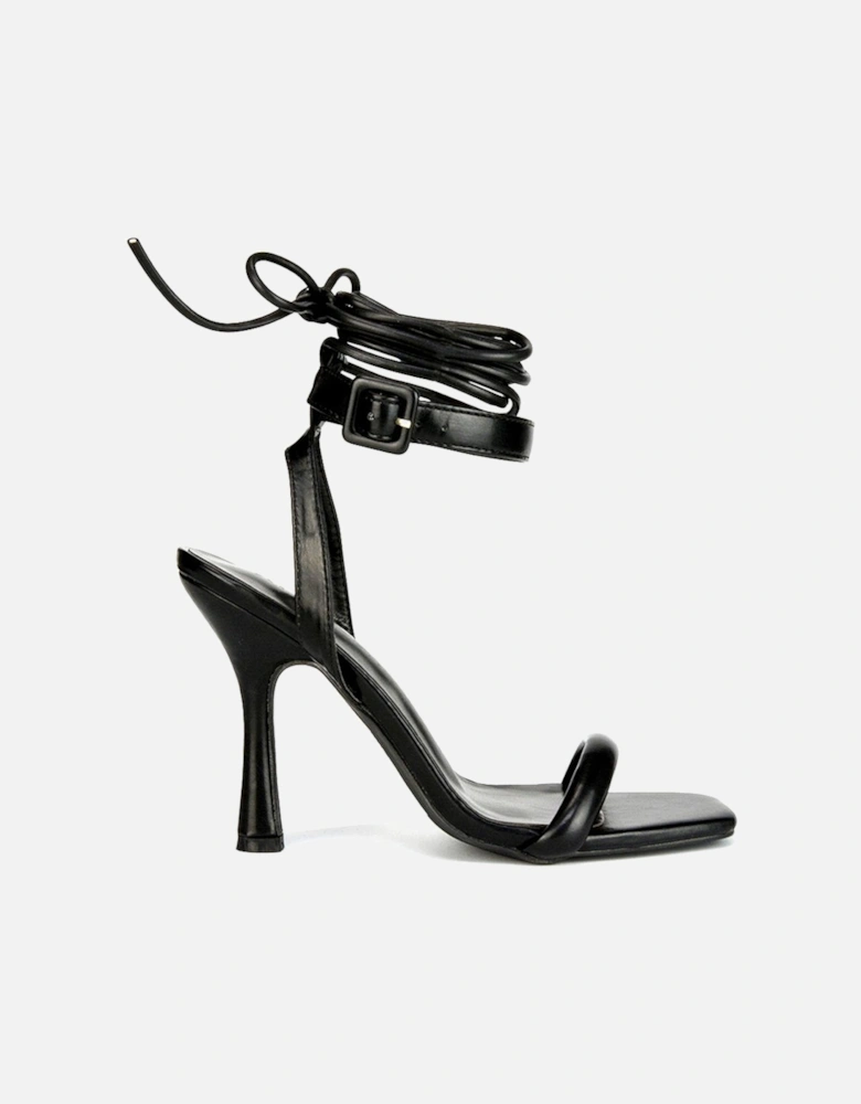 'Althea' Square Toe Lace up Strappy High Heel Sandals
