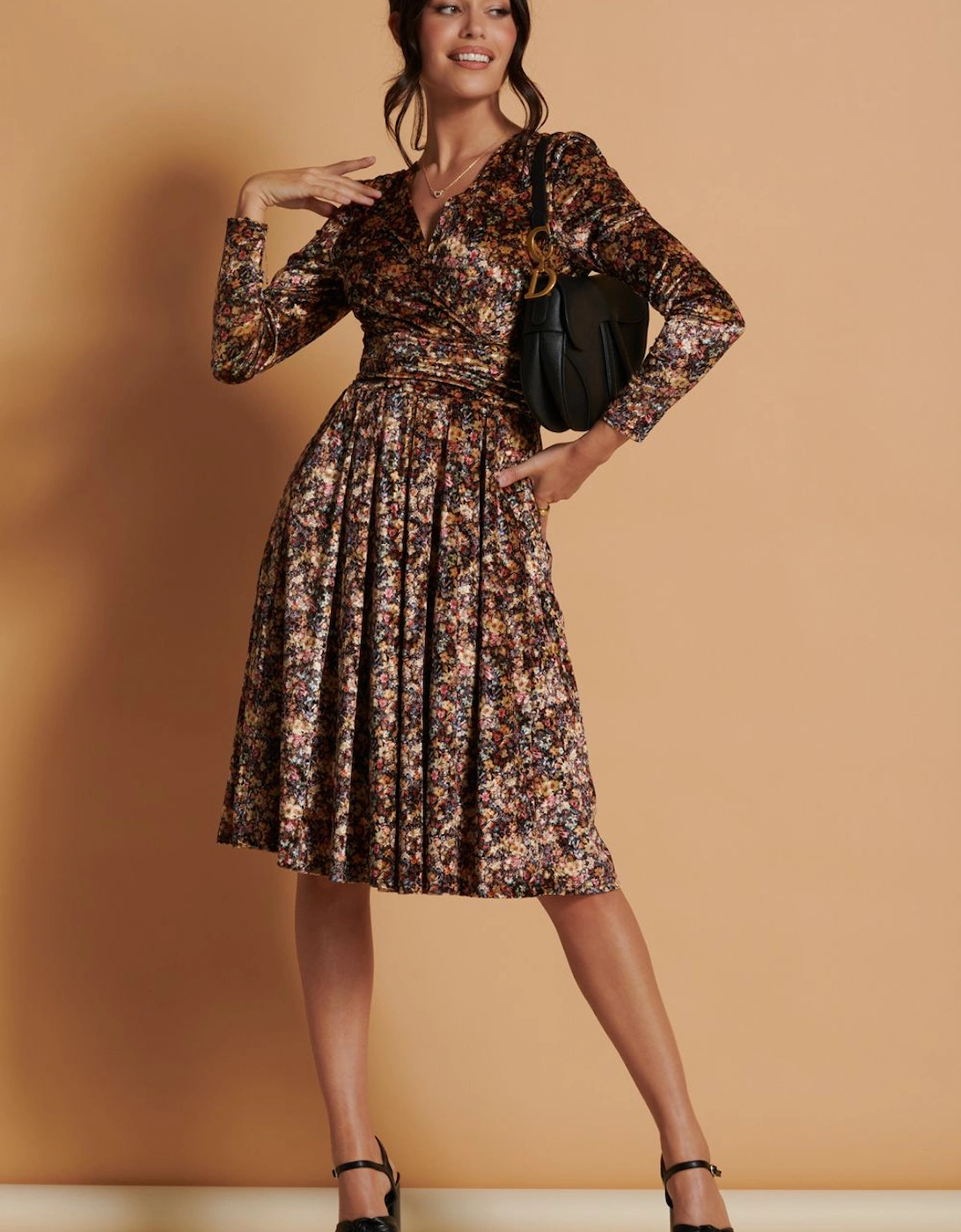 Floral Print Velvet Dress, 2 of 1