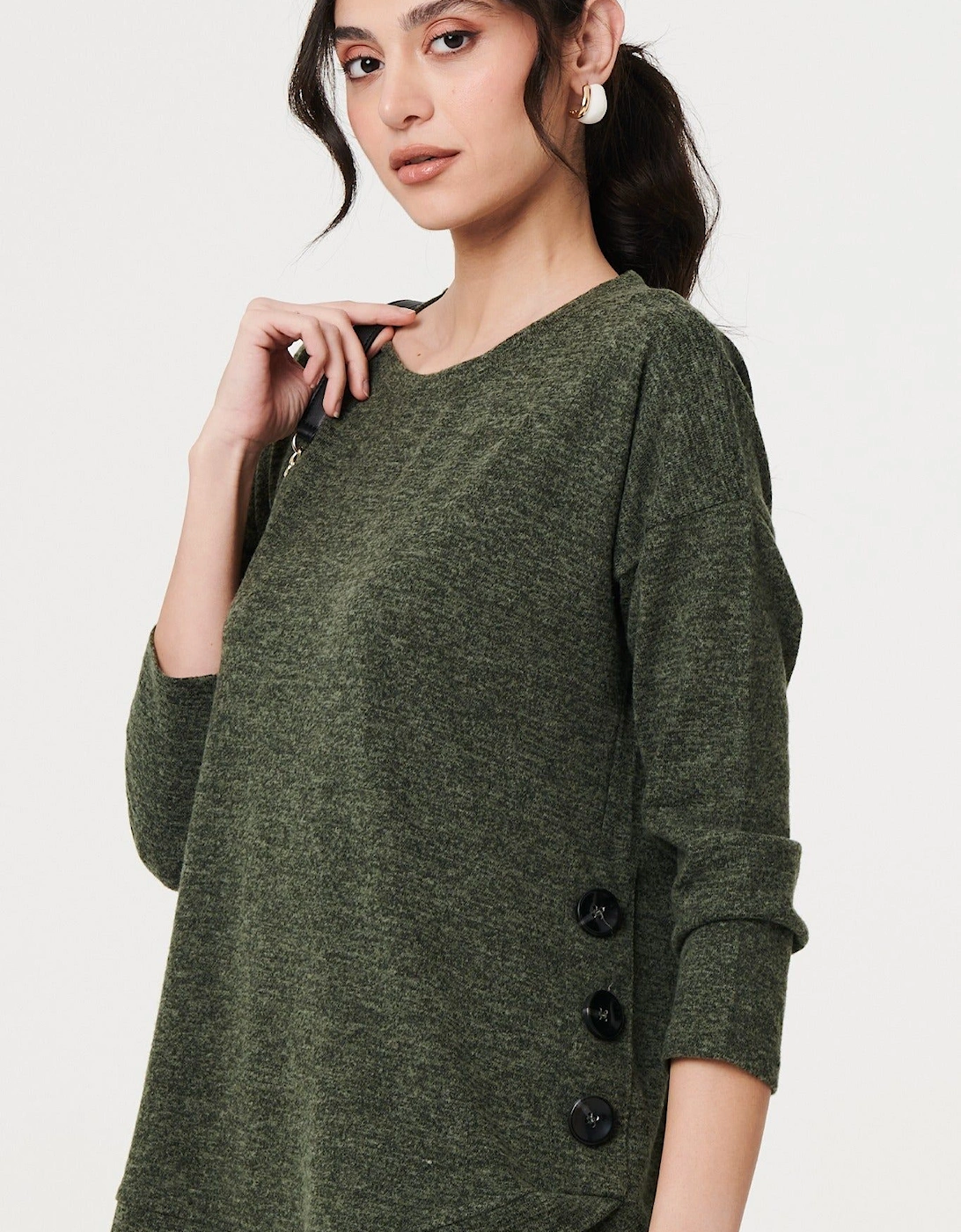 Relaxed 3/4 Sleeve Button Detail Top, 2 of 1