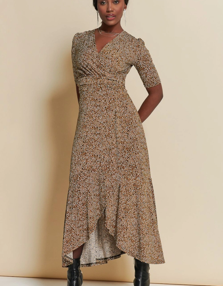 Print Viscose Frill Hem Maxi Dress