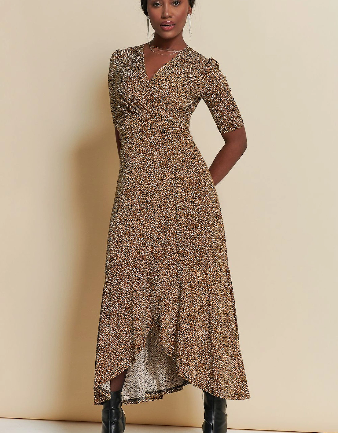 Print Viscose Frill Hem Maxi Dress, 2 of 1