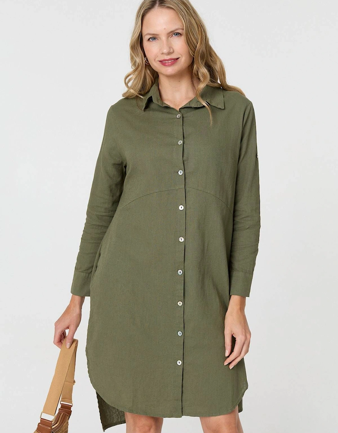 Long Sleeve Split Hem Maxi Shirt Dress, 2 of 1