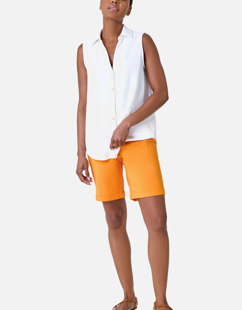 Elastic Waist Turn Up Stretch Shorts