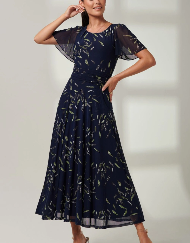 Elvira Print Mesh Maxi Dress