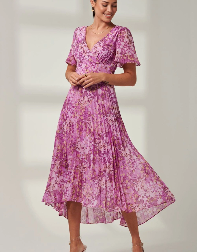 Vanya Wrap V-Neck Chiffon Maxi Dress
