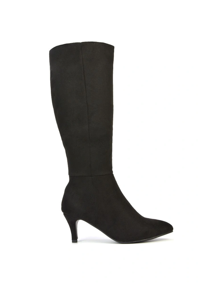 'Coby' Pointed Mid Stiletto Heel Knee High Boots