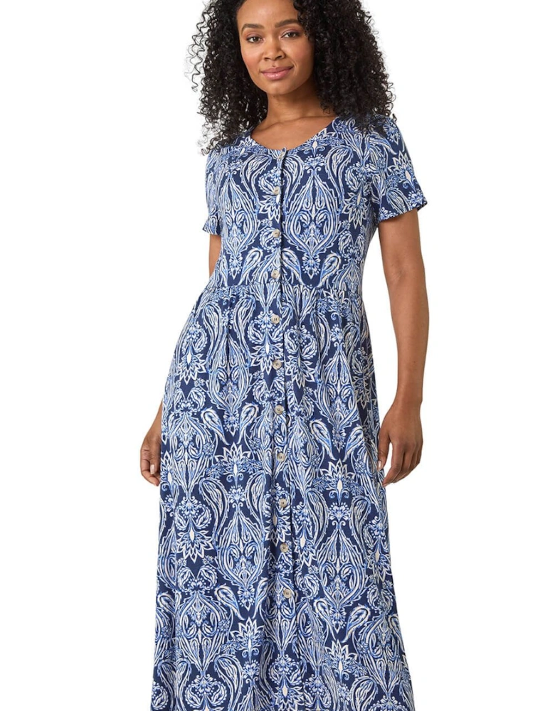 Petite Paisley Button Front Dress
