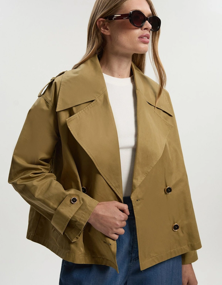 Cotton Relaxed Short Trench Coat